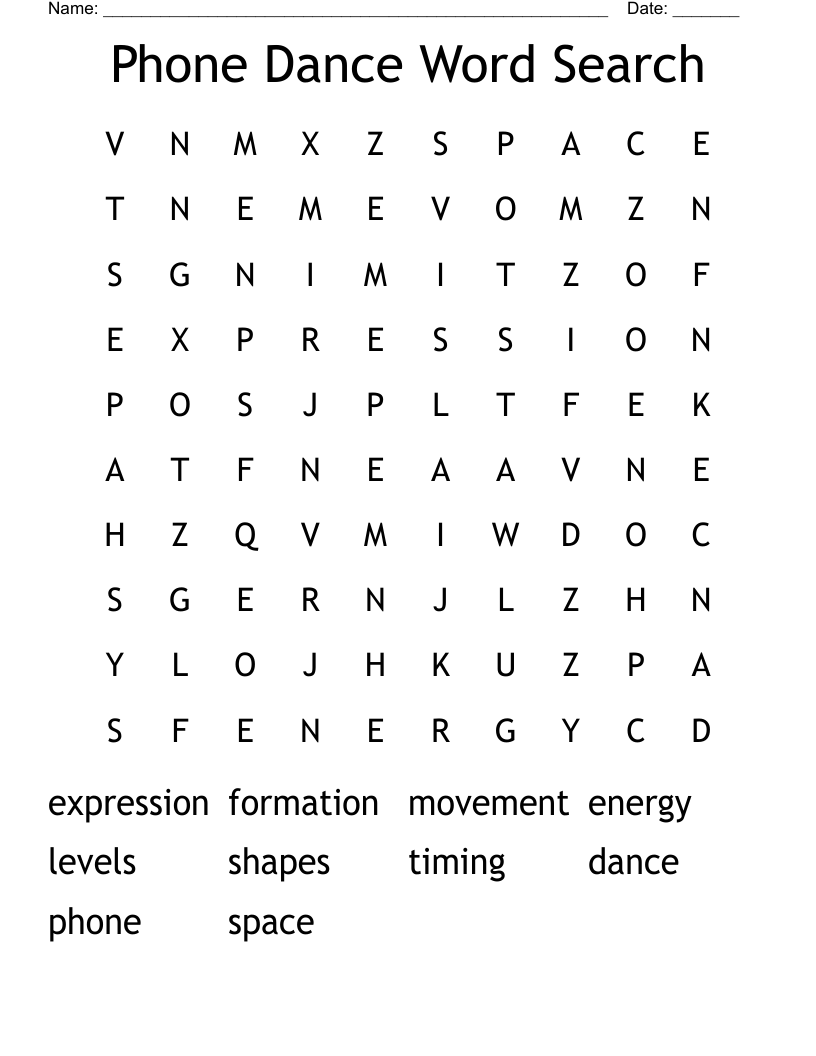 Phone Dance Word Search