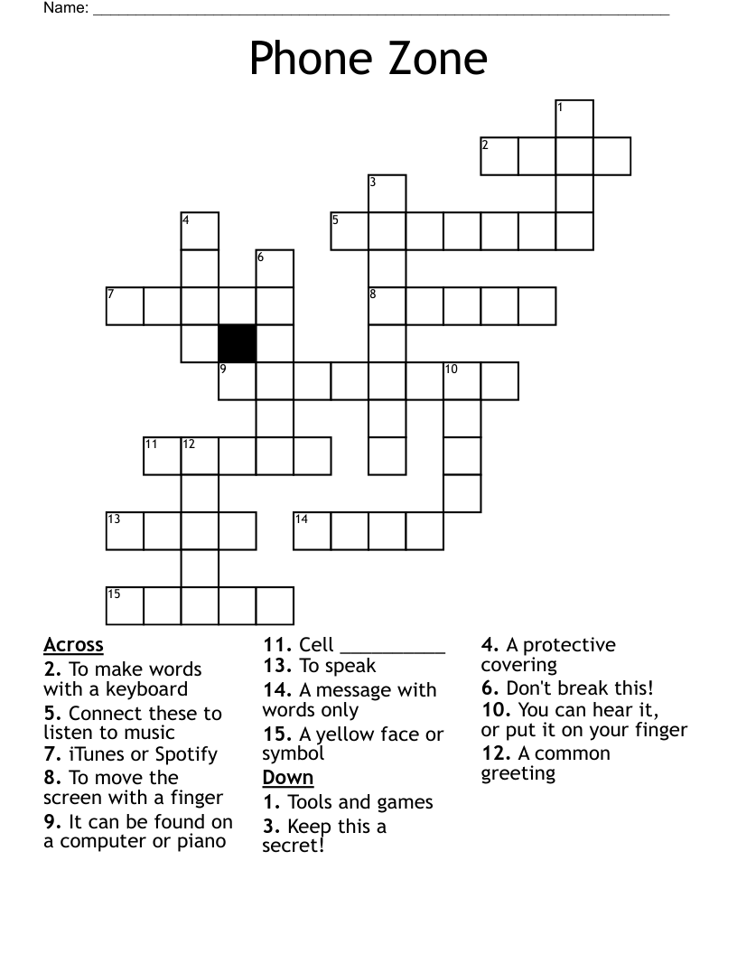 Phone Zone Crossword