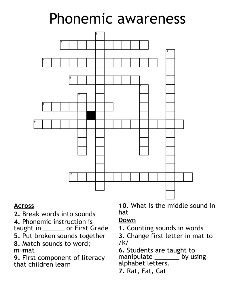 Phonemic awareness Crossword