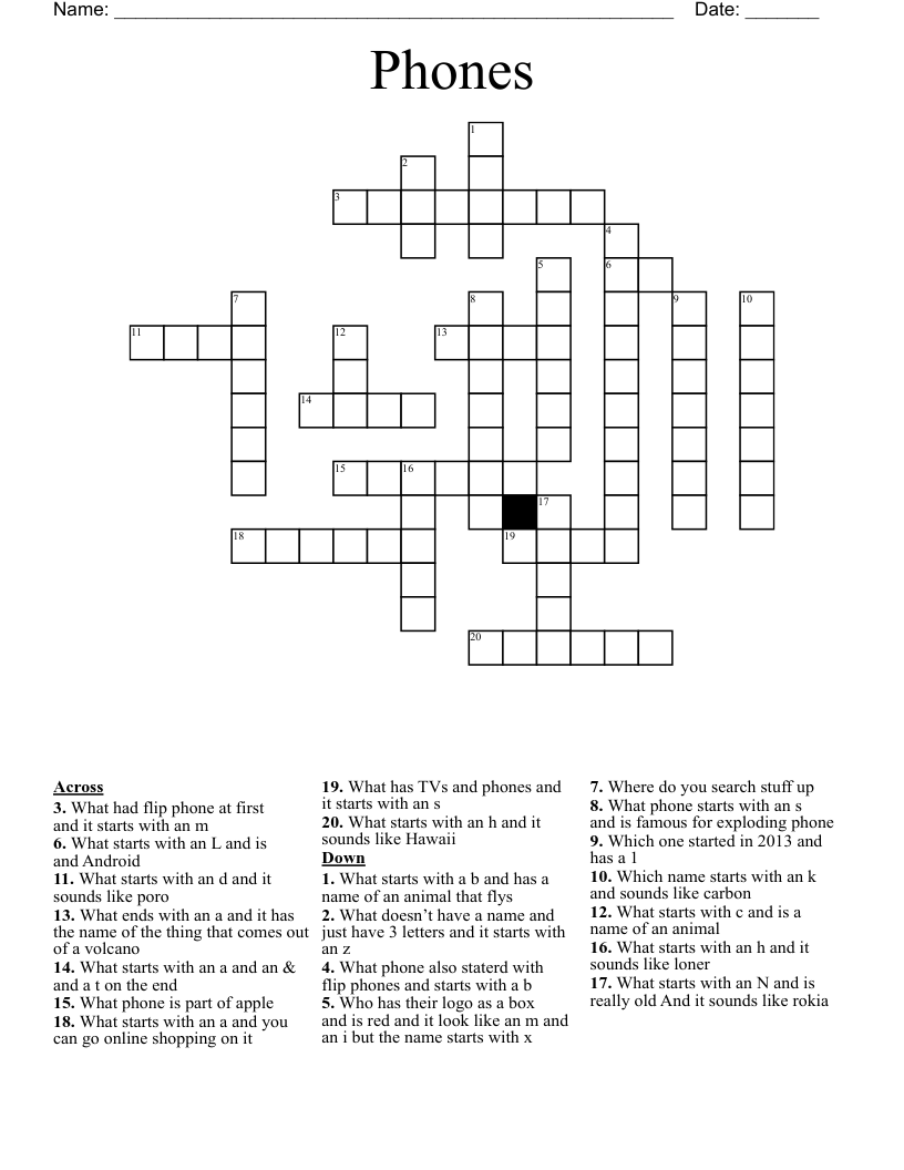 Phones Crossword