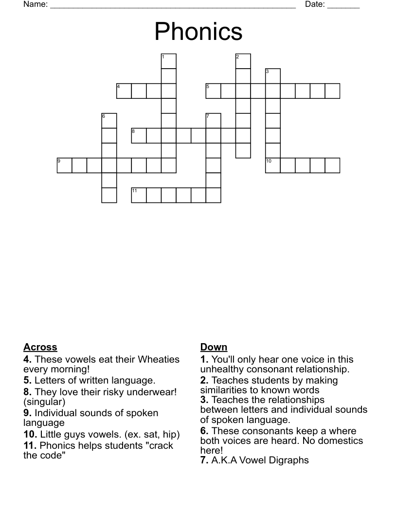 Phonics Crossword
