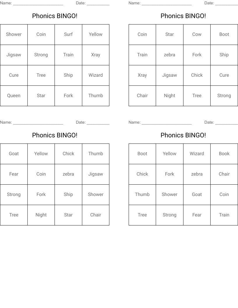 Phonics BINGO!