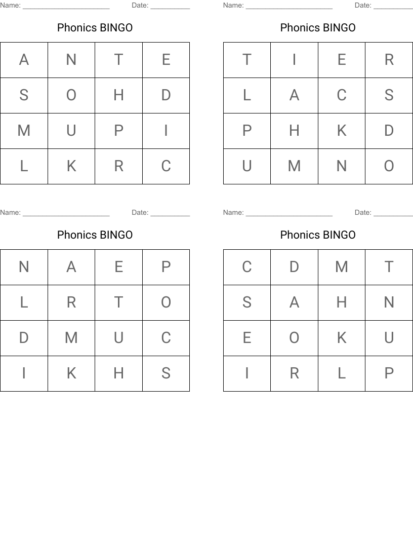 Phonics BINGO