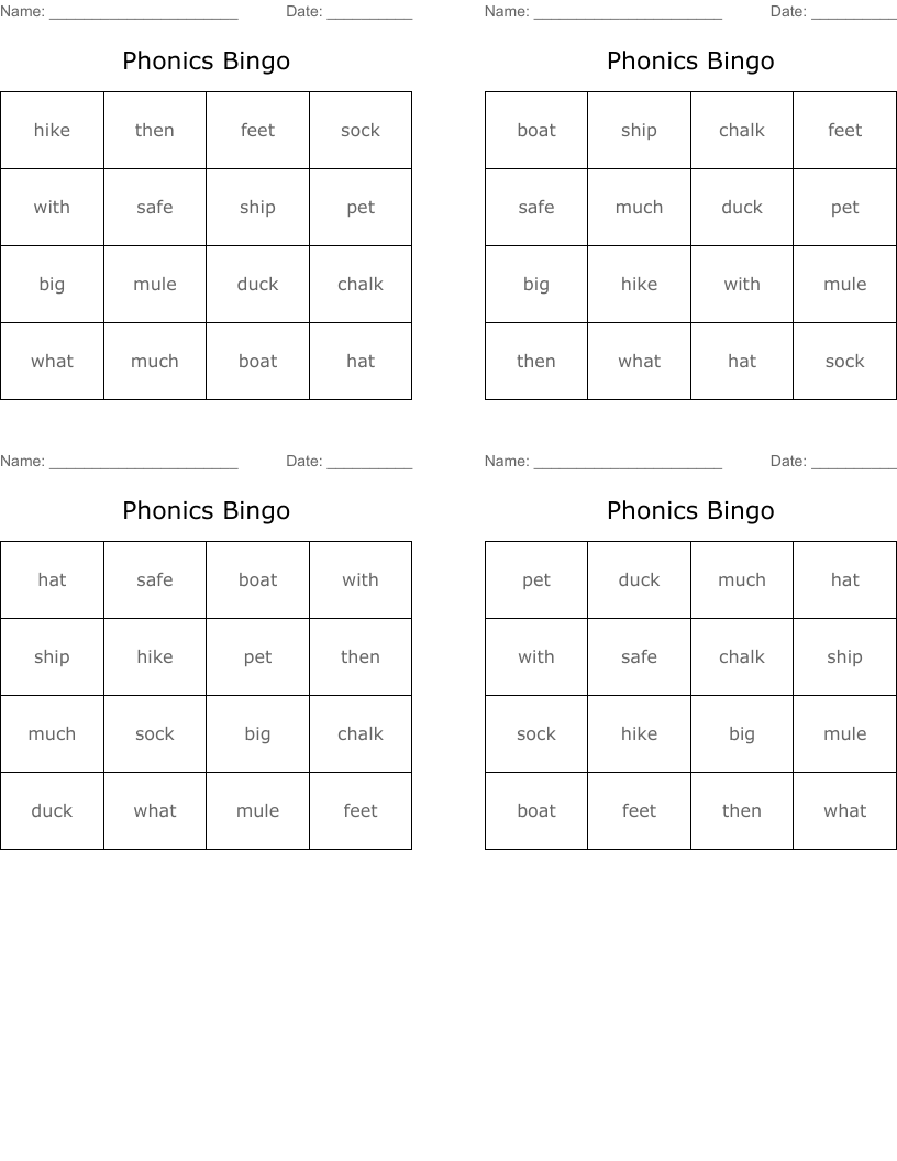 Phonics Bingo