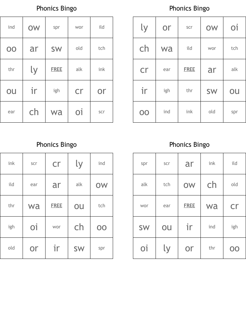 Phonics Bingo