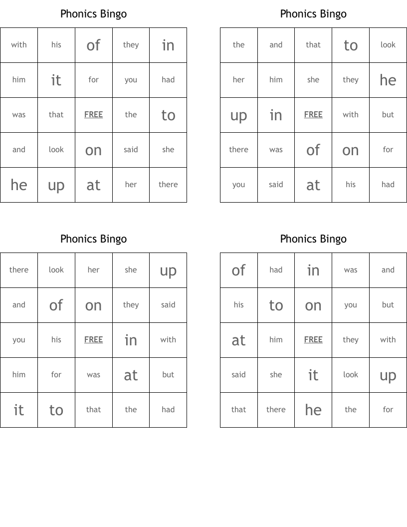 Phonics Bingo
