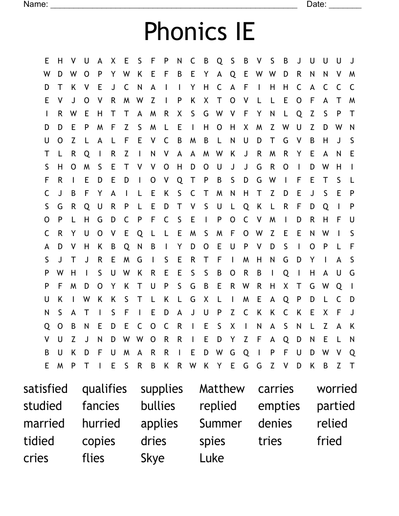 Phonics IE Word Search