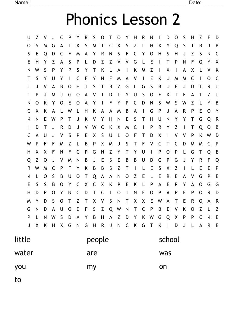Phonics Lesson 2 Word Search