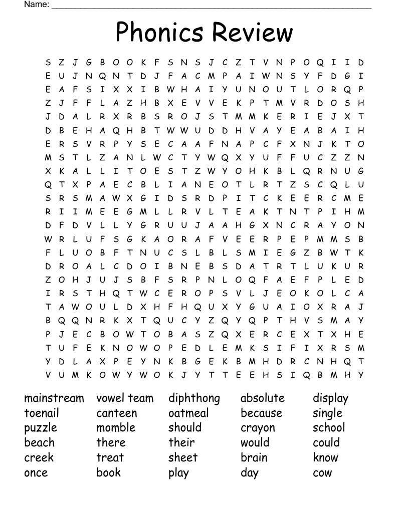 Phonics Review  Word Search