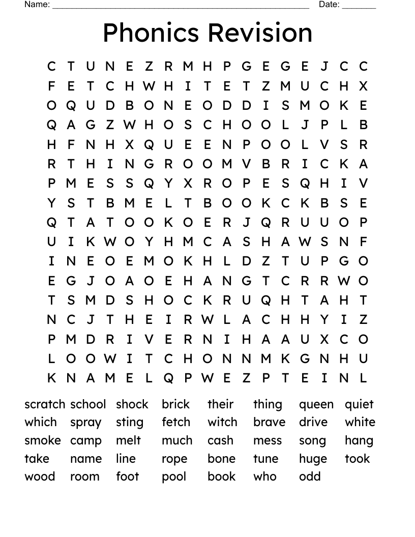 Phonics Revision Word Search
