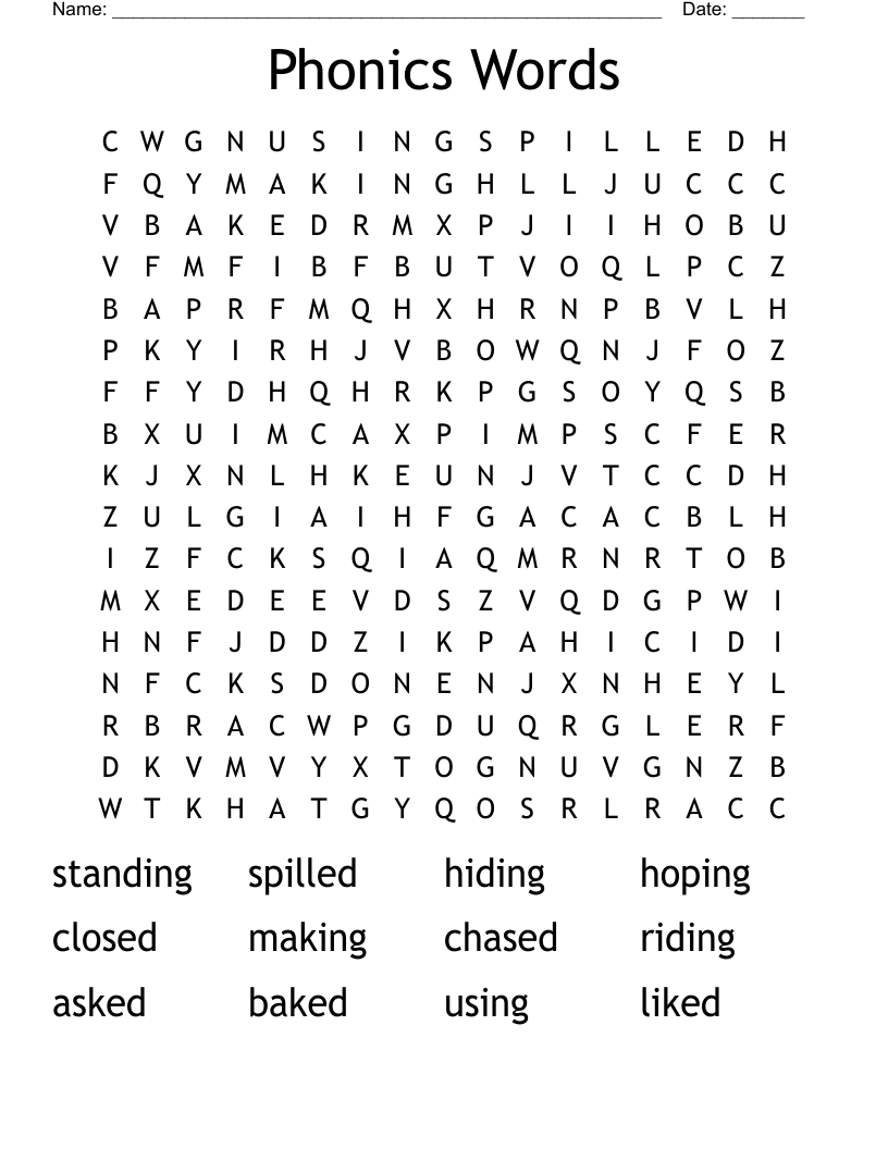 Phonics Words Word Search