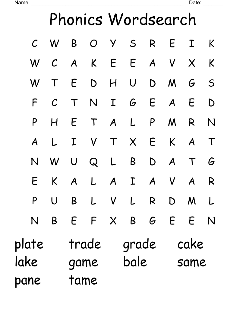Phonics Wordsearch