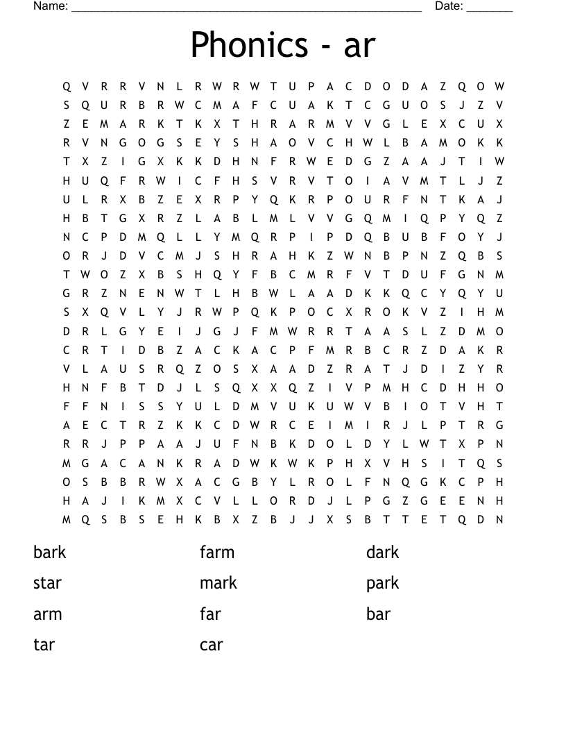 Phonics - ar   Word Search