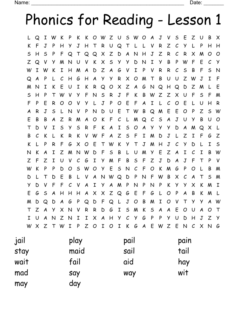 Phonics for Reading - Lesson 1 Word Search