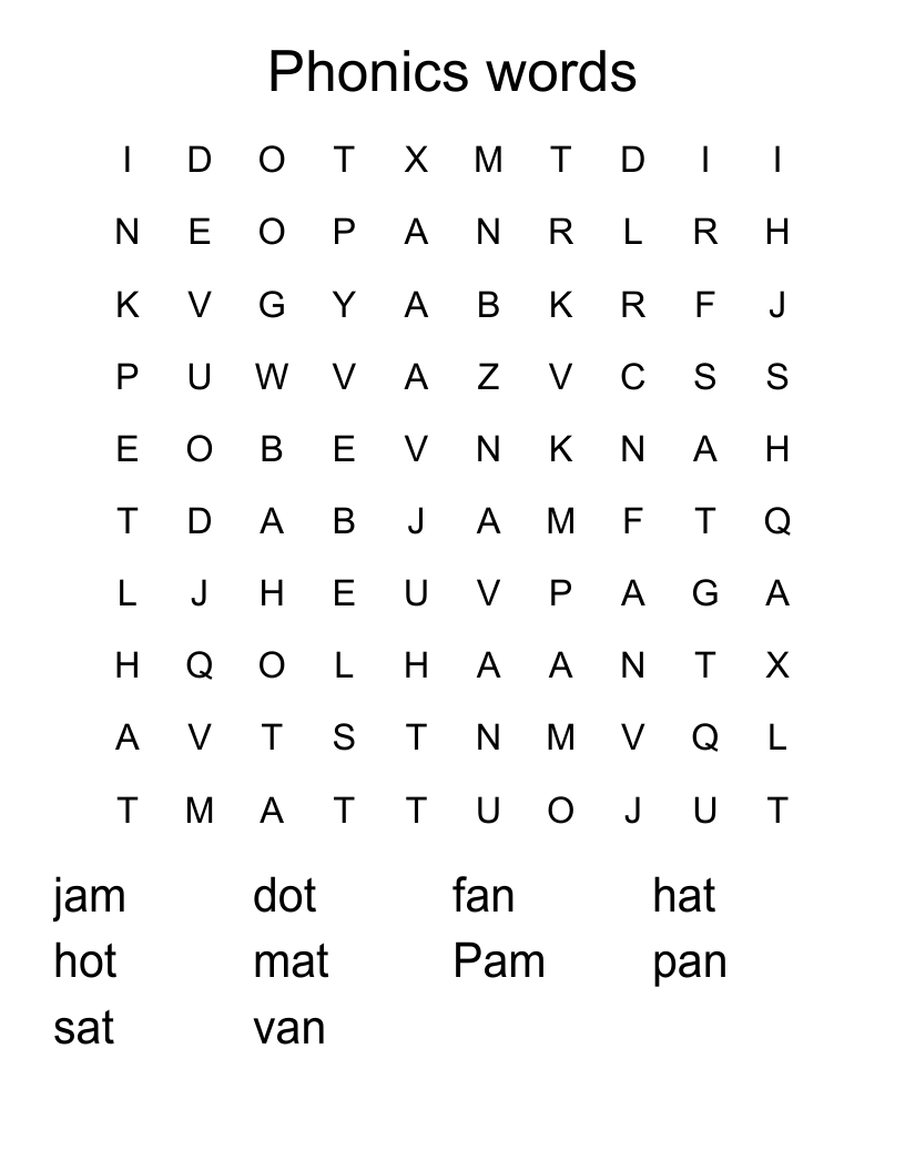 Phonics words Word Search