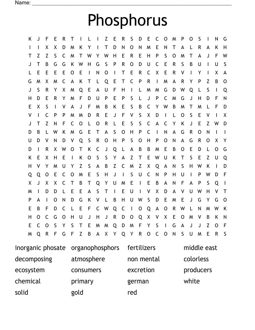 Phosphorus Word Search