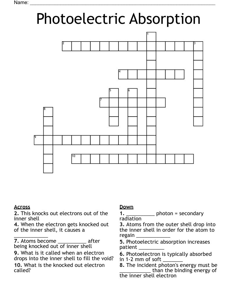 Photoelectric Absorption Crossword