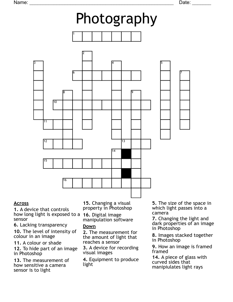 Photography Crossword