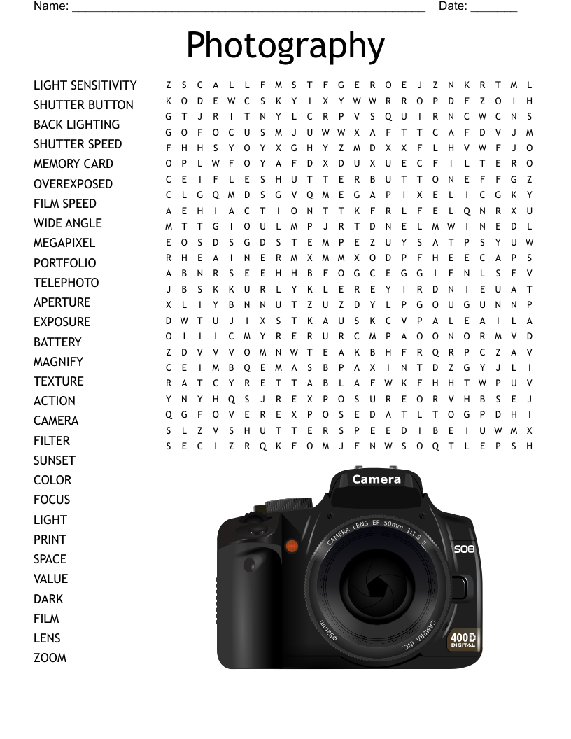 Photography Word Search