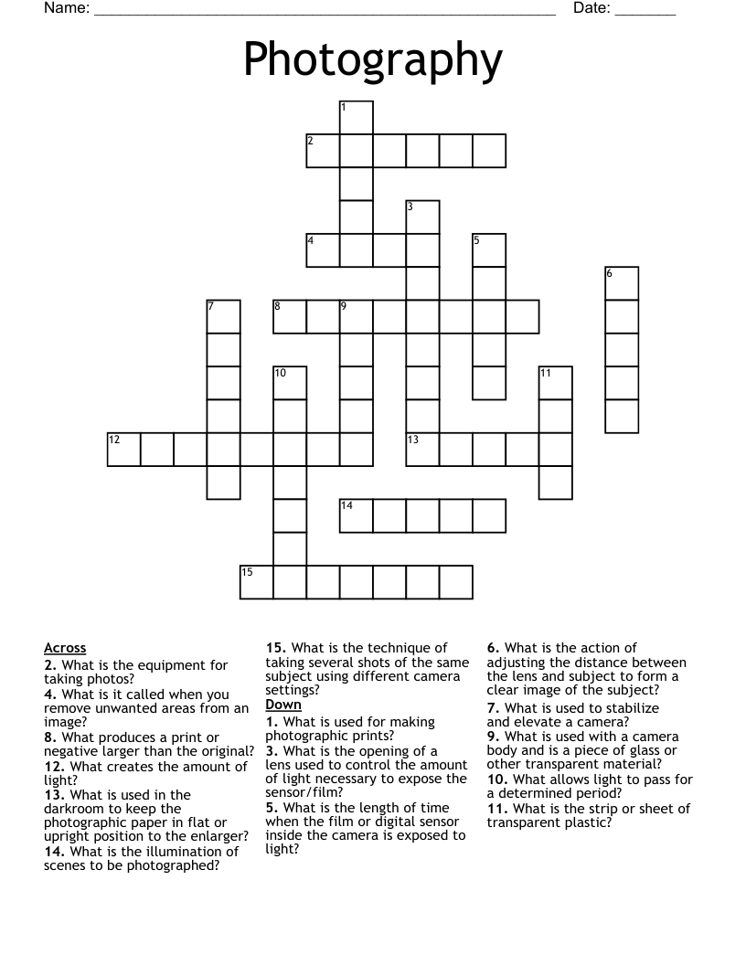 Photography Crossword