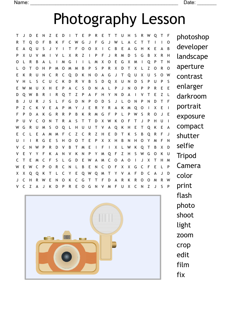 Photography Lesson  Word Search