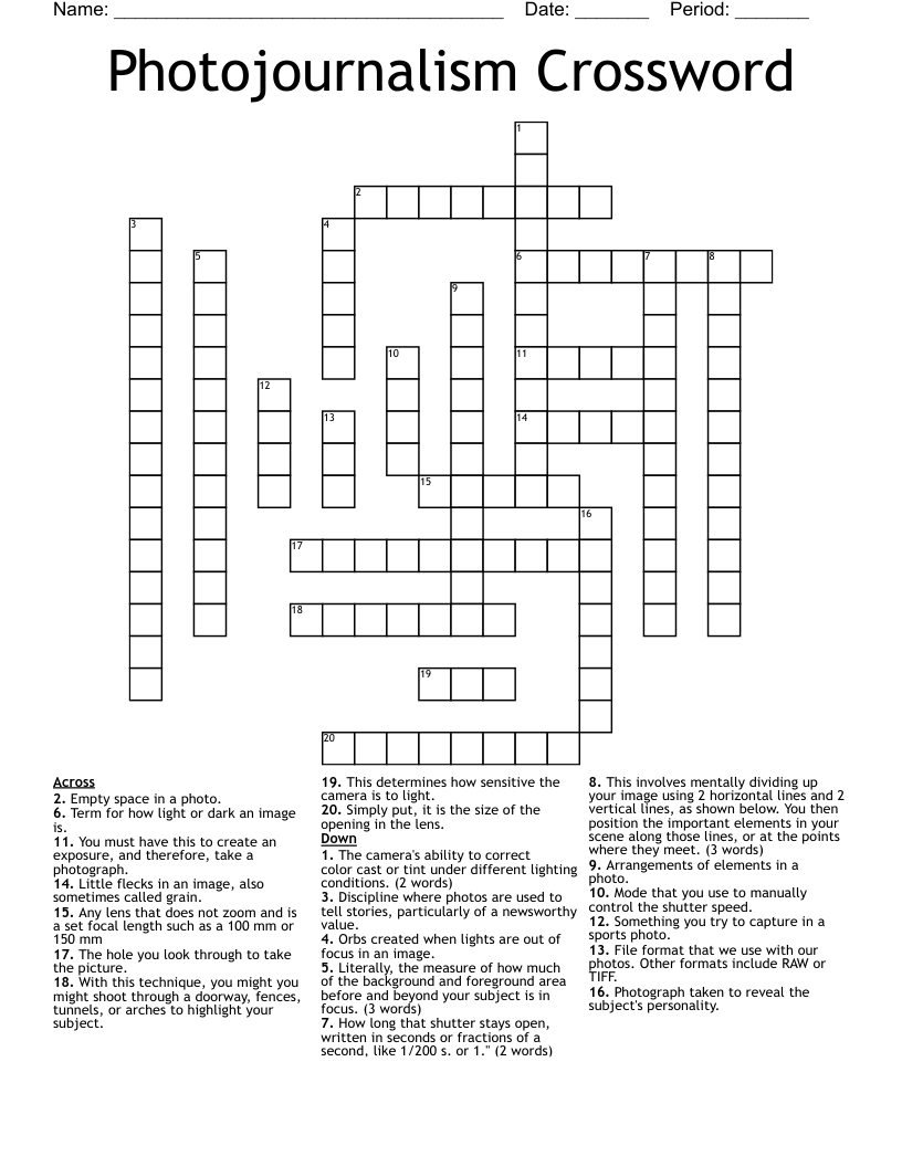 Photojournalism Crossword