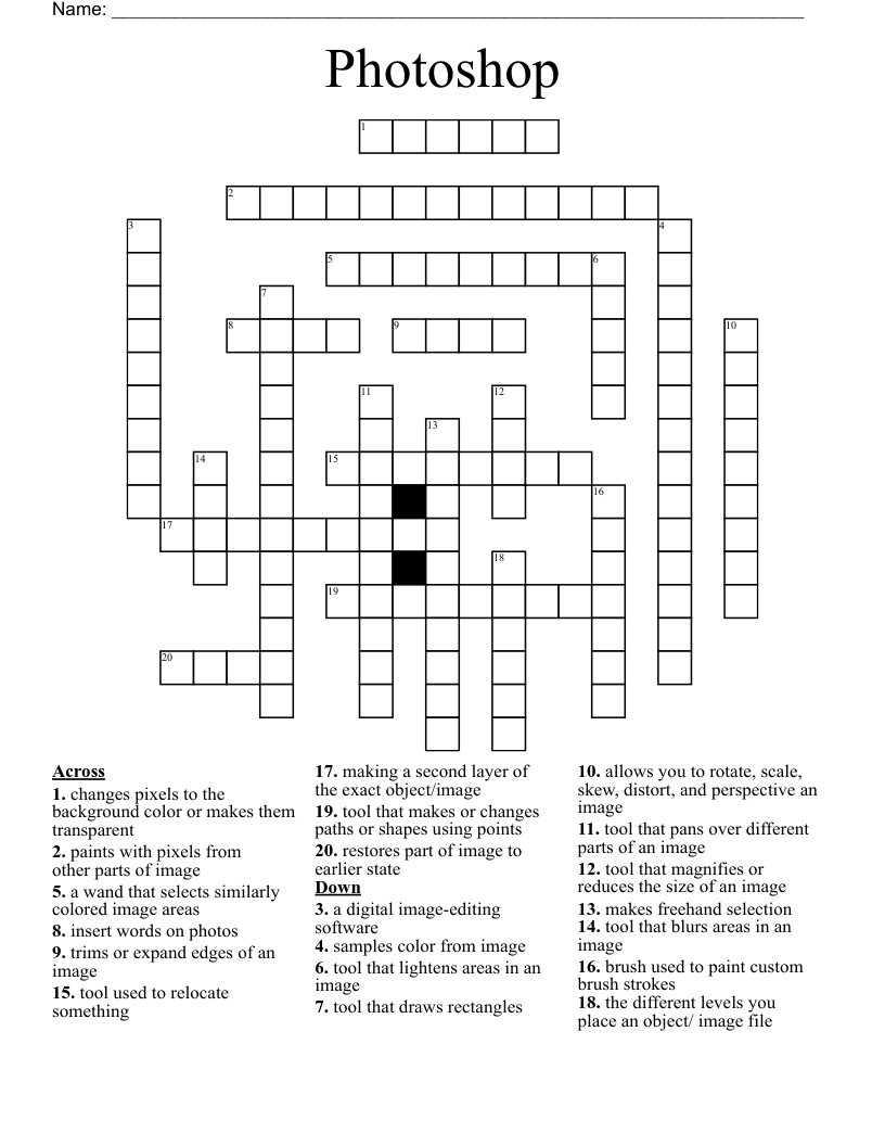 Photoshop Crossword