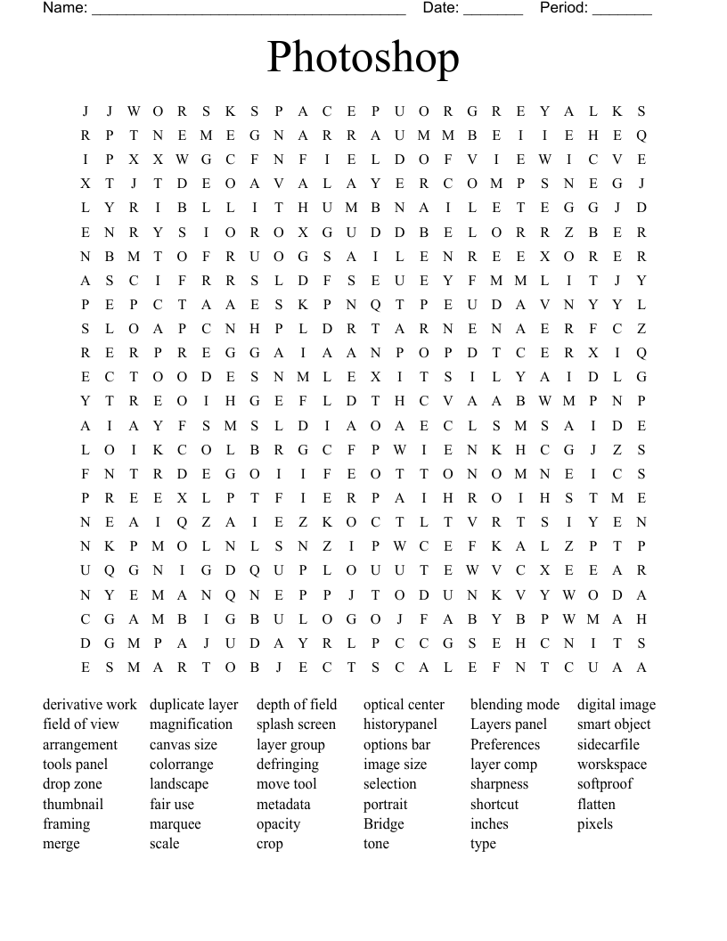 Photoshop Word Search