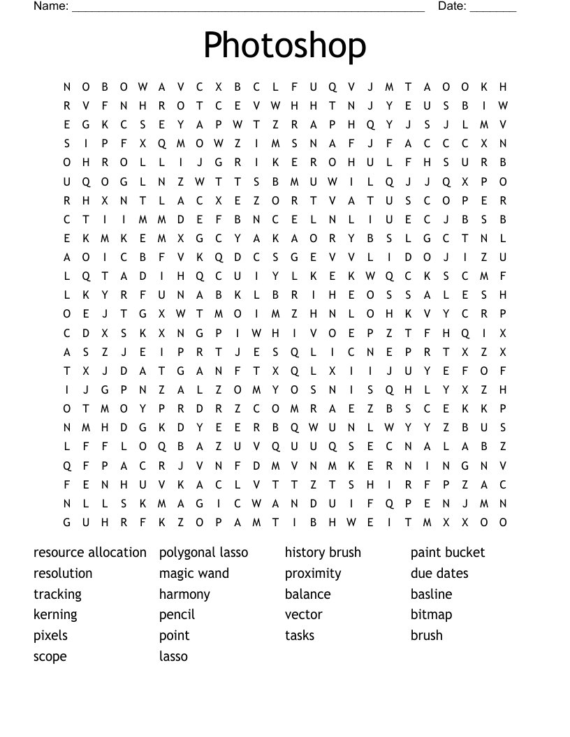 Photoshop Word Search