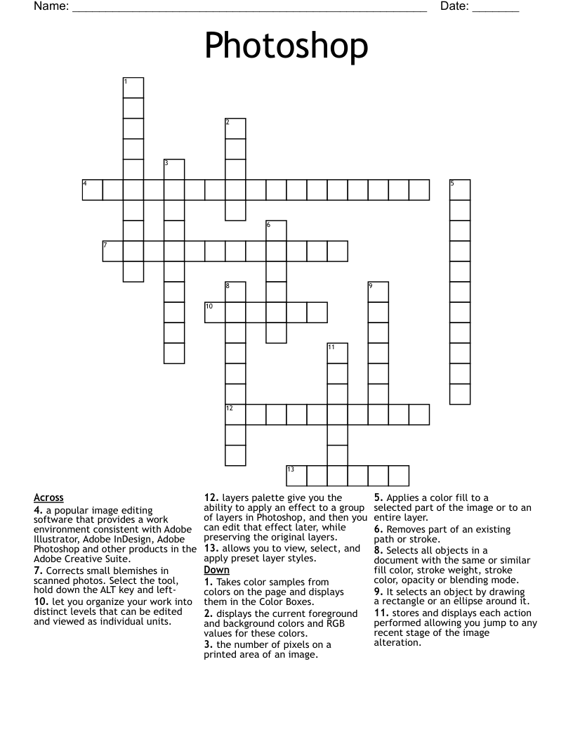 Photoshop Crossword