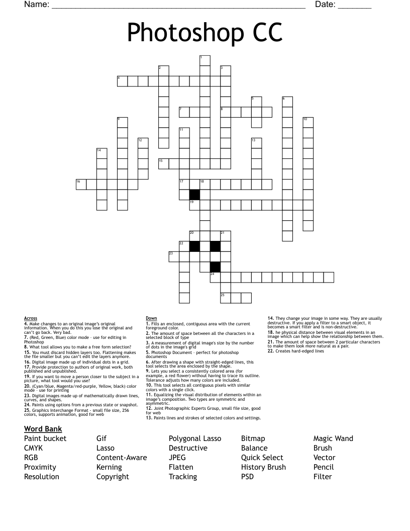 Photoshop CC Crossword