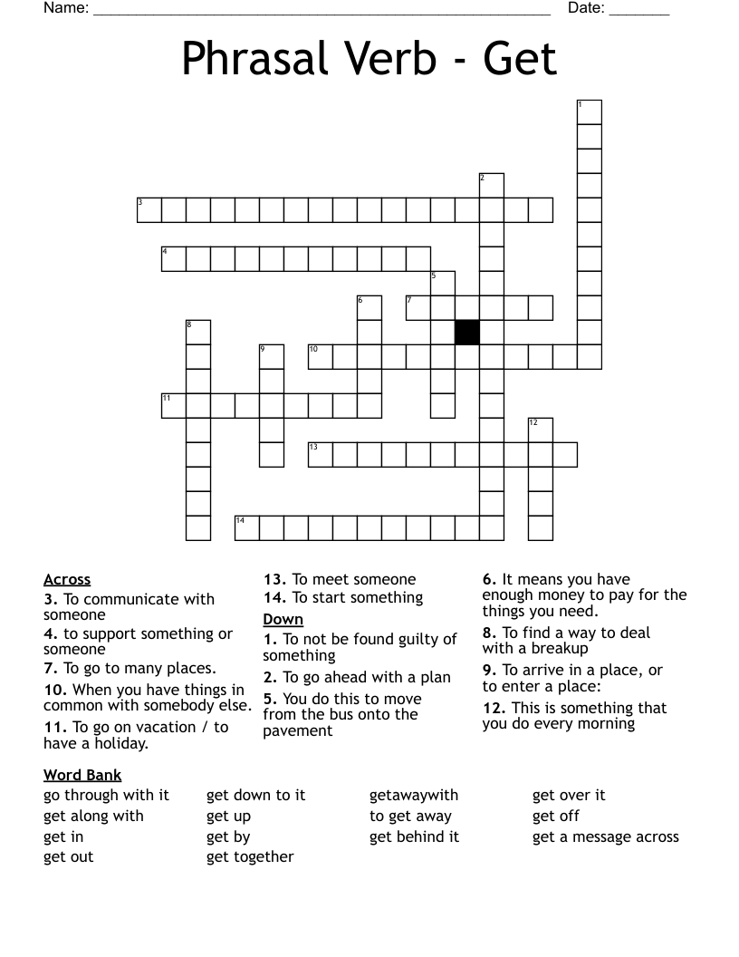 Phrasal Verb - Get Crossword