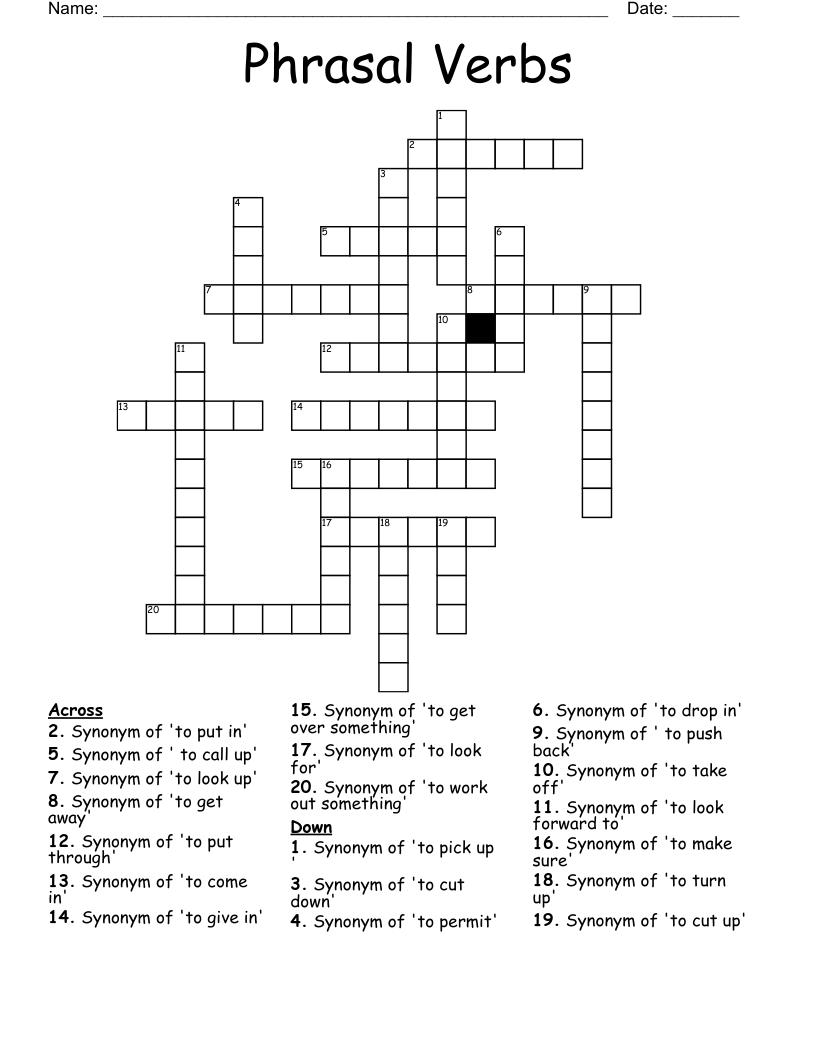 Phrasal Verbs Crossword