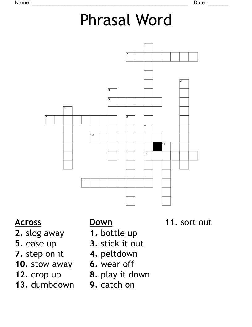 Phrasal Word Crossword
