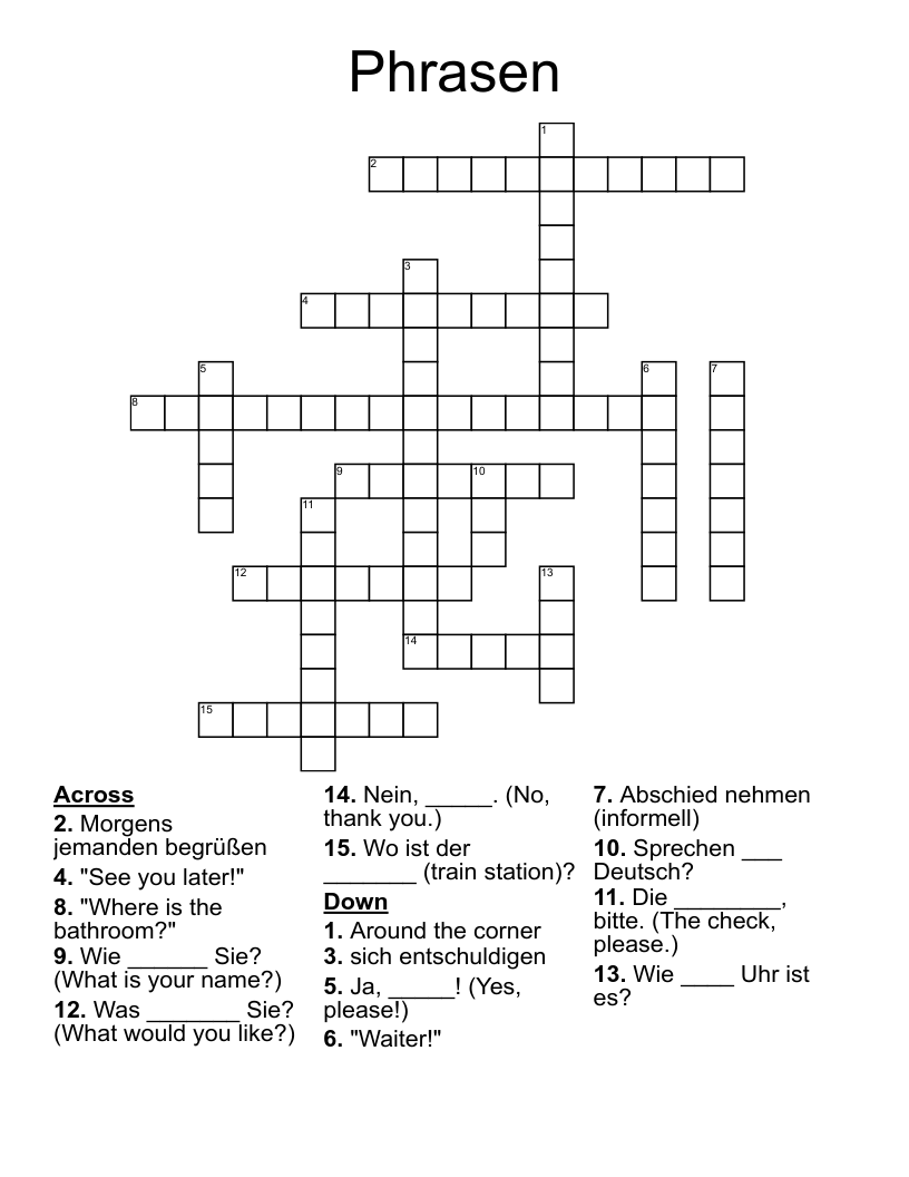 Phrasen Crossword