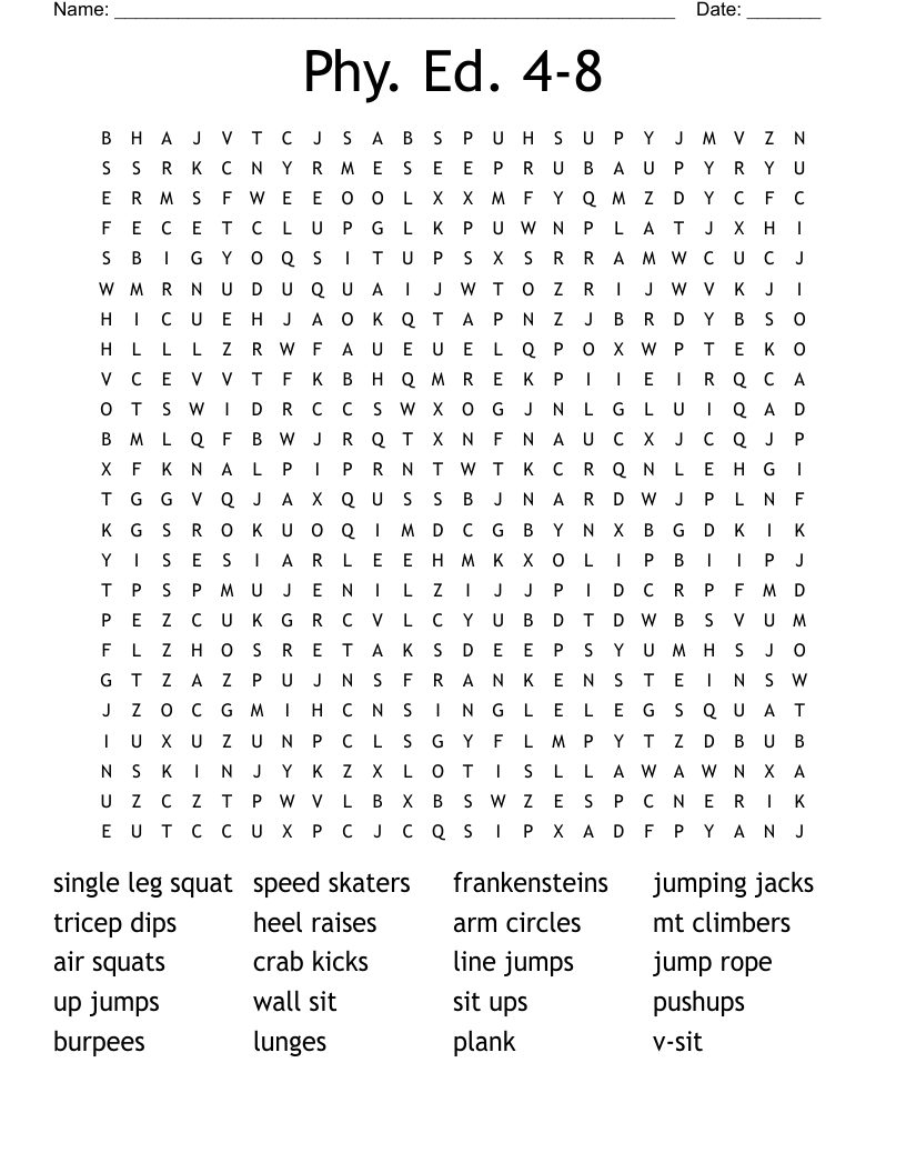 Phy. Ed. 4-8 Word Search