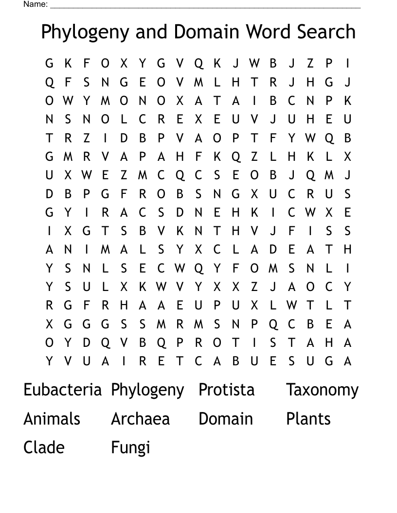 Phylogeny and Domain Word Search