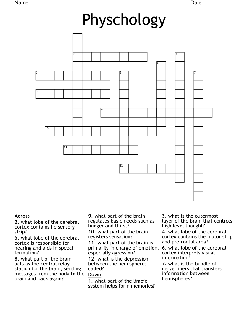 Physchology Crossword