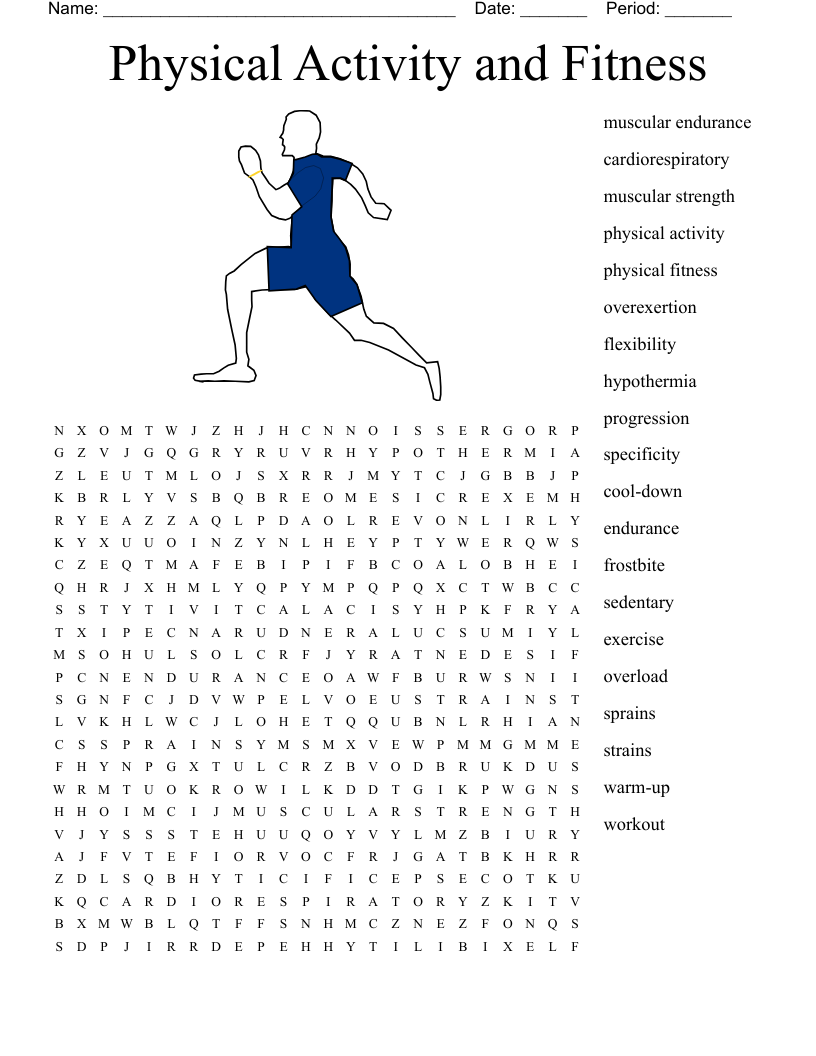 Physical Activity and Fitness Word Search