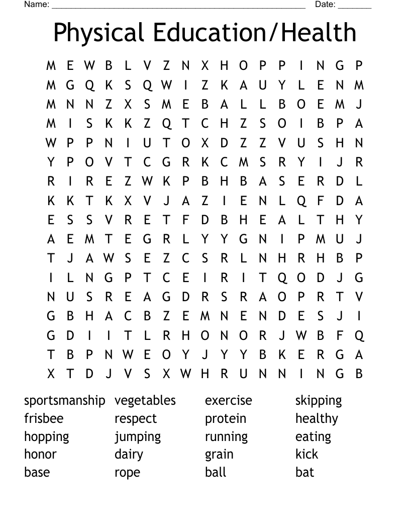 Physical Education/Health Word Search