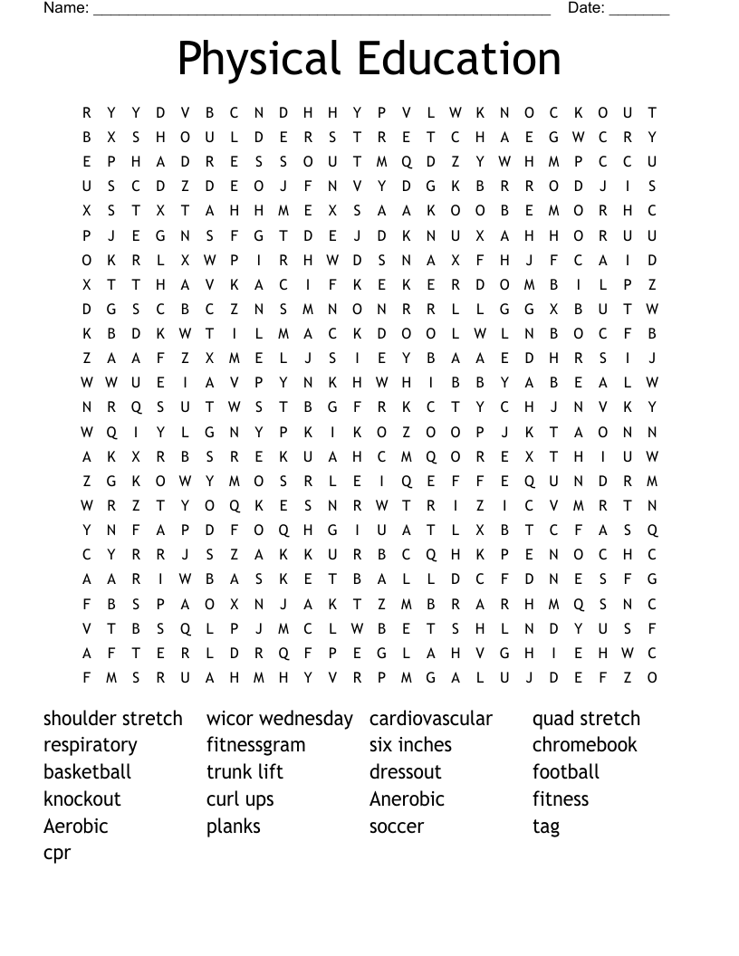 Physical Education Word Search