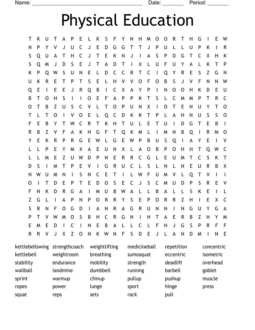 Physical Education Word Search