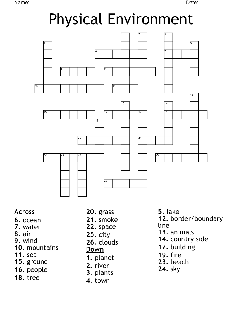 Physical Environment Crossword