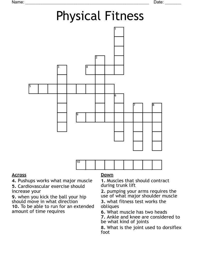 Physical Fitness Crossword