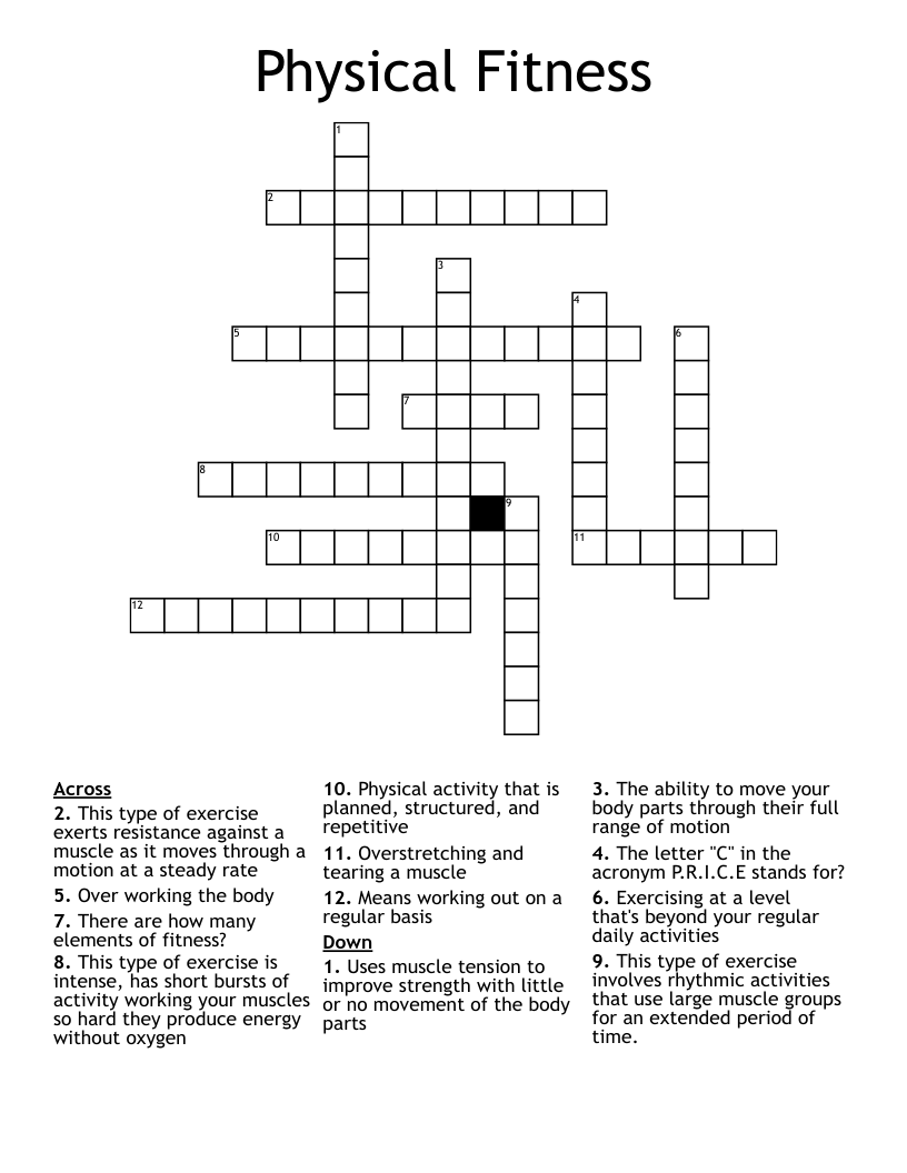 Physical Fitness Crossword
