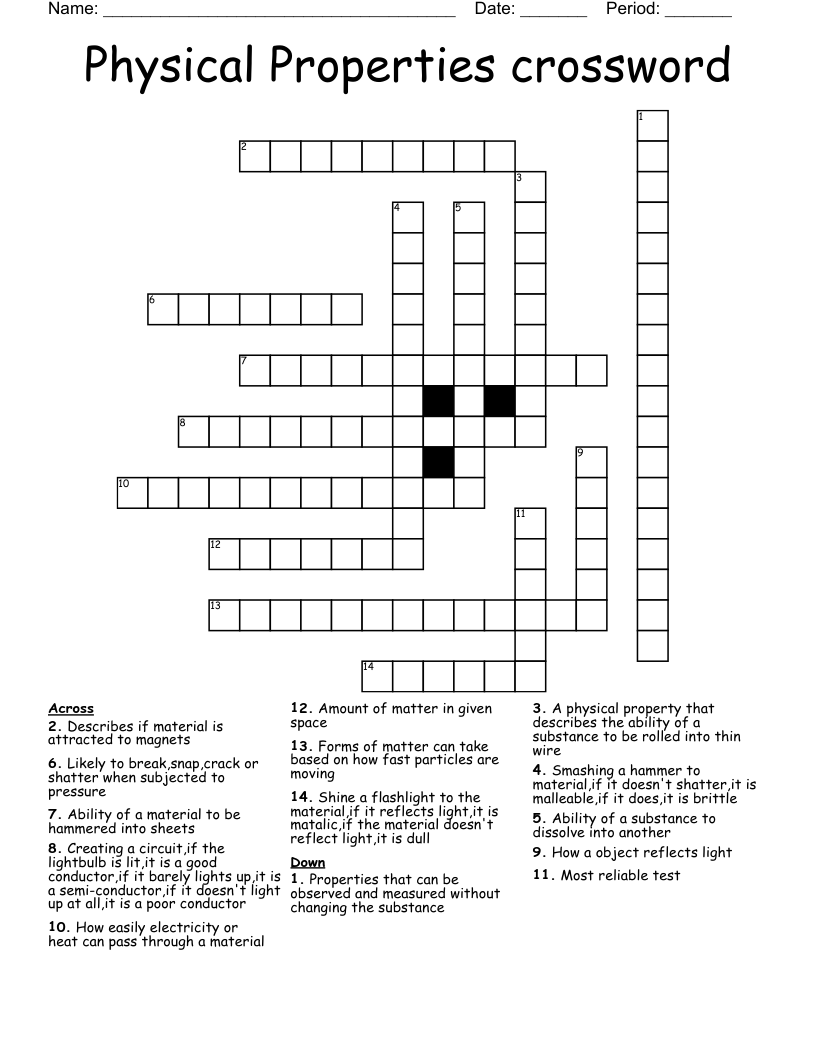 Physical Properties crossword