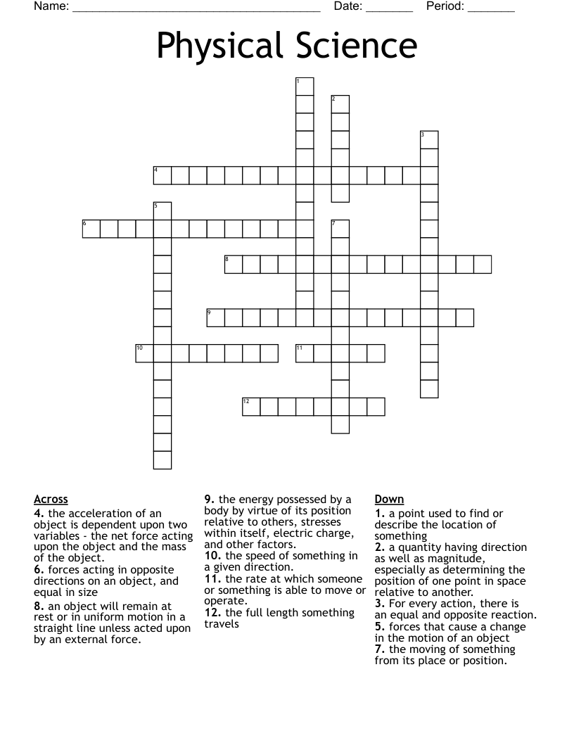 Physical Science Crossword