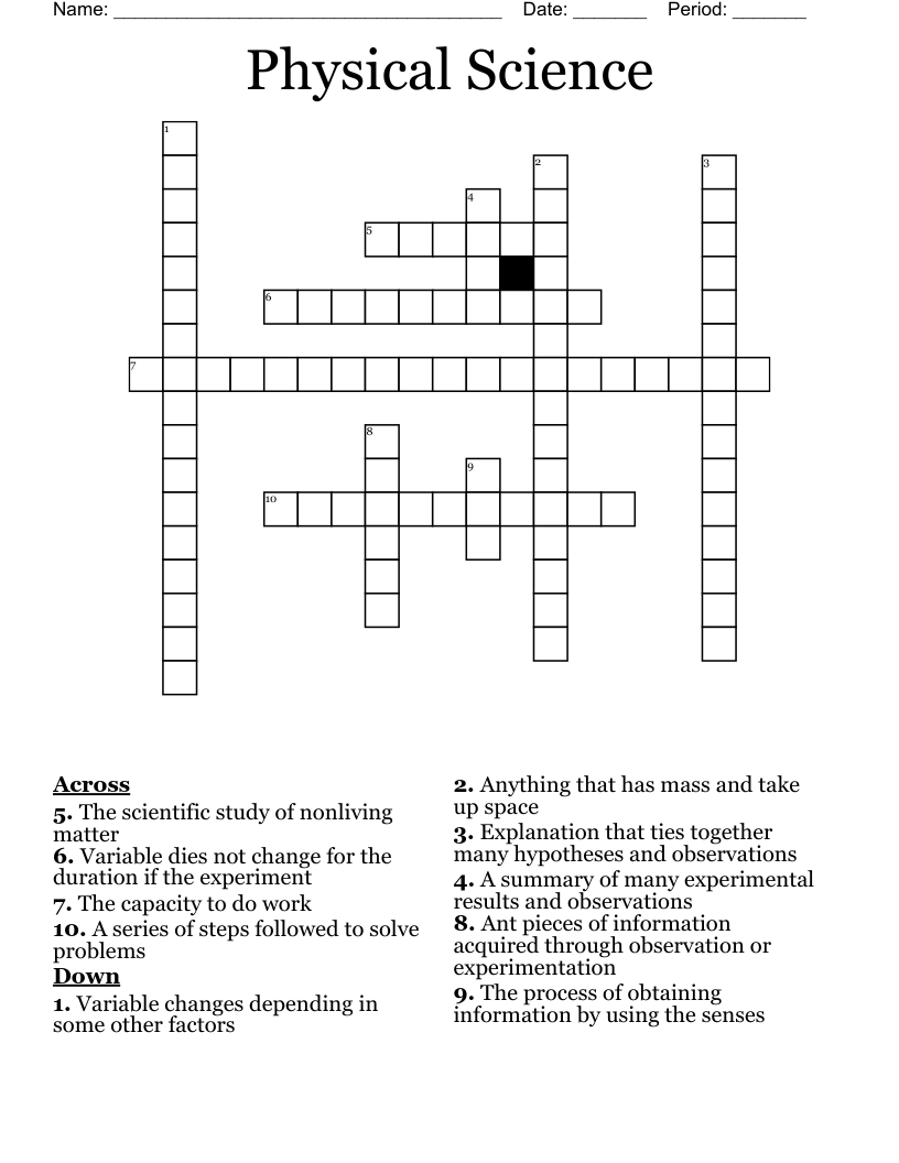 Physical Science Crossword