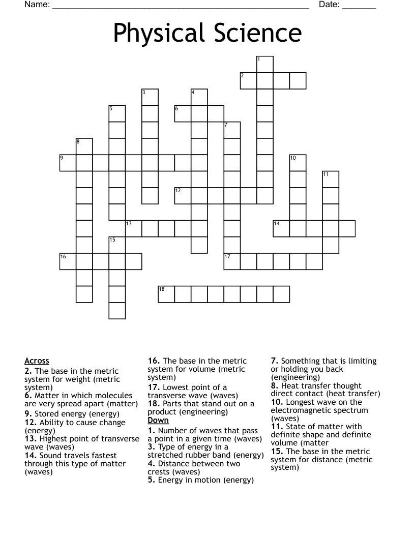 Physical Science Crossword