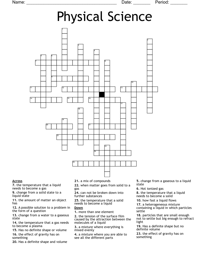 Physical Science Crossword